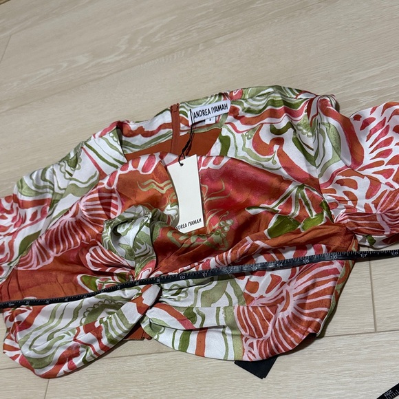 Andrea Iyamah Long Sleeve Coral and Olive Patterned Blouse NEW - Picture 5 of 9